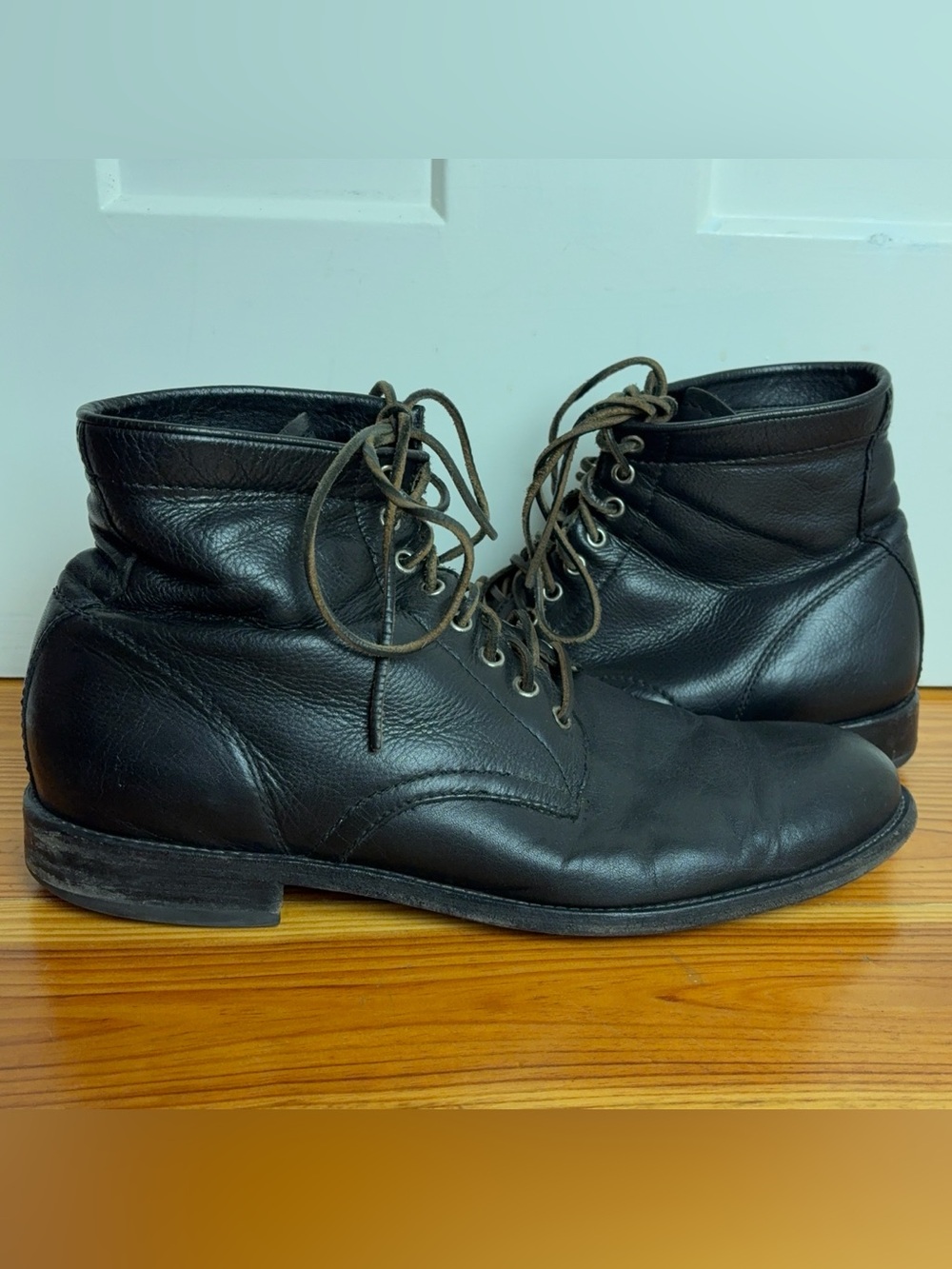 Frye Tyler Black Leather Lace Up Combat Boots Size 13 D